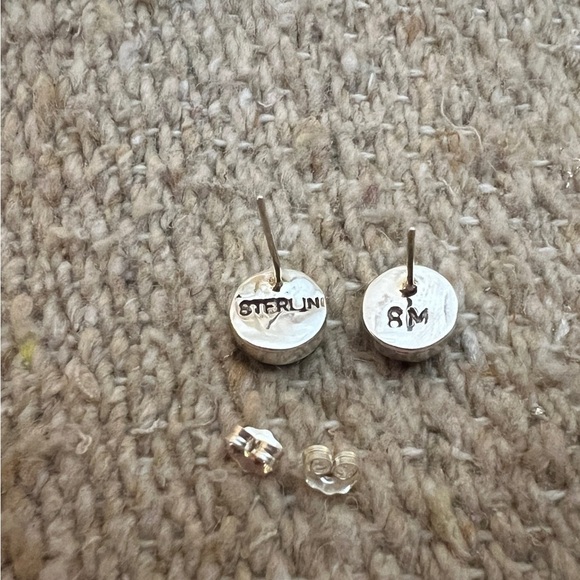 ❤️ SIGNED Native “8M” Zuni Black Onyx & Opal Stud Earrings 925 New Mexico 9.6mm - Picture 14 of 14